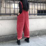 Autumn Overalls ZANZEA 2022 Kaftan Corduroy Jumpsuits Casual Suspender Harem Pants Female Solid Rompers Femme