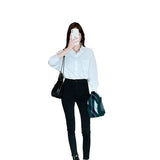 Woherb Shirt Female Long Sleeve Korean Version Design Sense Small Summer New Women's Salt Department Wear Shirt Female Jacket-Outfit