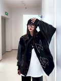 Baseball Jersey Clothes Men Leather Jacket Motorcycle Windbreaker Autumn Winter Hip-hop Embroidery Loose Casual Women Top