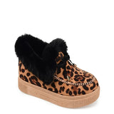 Ankle Boots Winter Warm Plush Suede Leather Snow Boots Casual Fashion Round Toe Bowknot Fluffy Fur Flat Platform Boots