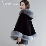Mink Fleece Short Style Women Capes Hooded Female