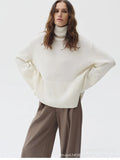 New Loose Knitting Jacket Solid Color High-Collar Loose Autumn And Winter Women's