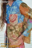2023 Women Summer Print Shirts Blouses Tops Vintage Turn-down Collar Pocket Female Elegant Street Loose Top Clothing-Outfit