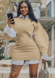 Round Neck Hollow Out Puff Sleeve Sweatshirt
