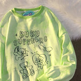 New Y2K Women Hip Hop Tie Dye Jumper Hoodie Hand Painted Bear Streetwear Harajuku Autumn Casual Pullovers Fashion