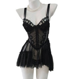 In Gentle* Sexy Dating Pajamas Slings Aja Girls Spring And Autumn Winter Model Perspective Mesh Pure Home