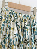 Spring Summer Women High-waisted Floral Printed Skirts Women Casual Midi Skirt All-match With Big Swing QT1715-Outfit