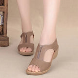 2022 Summer Women Sandals Zipper Wedge Sandals Plus Size Sandals Flat Women Shoes Sandals Ladies Roman Sandals zapatos de