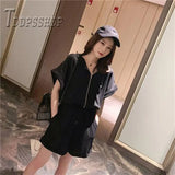 Summer Korean Women Jumpsuit Grey and Black Color Female