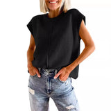 Woherb Women's Summer Cover Sleeve Top Casual Round Collar Loose Knit Sweater Jacket Woman-Outfit