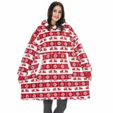 Print Hoodie Sweatshirt Women Fleece Christmas Oversized Hoodies Giant TV Blanket With Sleeves Loose Pullover Xmas