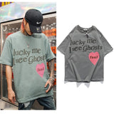 West Kids See Ghosts Oversize Men T Shirt Tour Commemorative Printed Retro Loose Harajuku Crew Neck Short Sleeve
