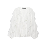 Spring 2025 New Long Fashion Loose Design Niche Laminated Shirt Top