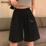 Women Embroidery Elasticity Lovely Girls Korean Style Sweet Students Harajuku Colorful Simple Hot Sale Trousers Female-Outfit