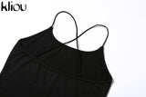 kliou black Skinny Spaghetti Strap sleeveless Street woman Rompers classic bar club Bodycon jumpsuits body femme