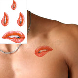 Water Transfer Tattoo Sexy Red Lips Print Tattoo Body Art Waterproof Temporary Fake Flash Tattoo for Man Woman Kid