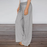 Woherb Wind Stripe Bump Color Loose Straight Tube Guard Pants New Style Casual Loose Waist Knit Pants Tide-Outfit
