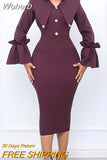 Fashion Sexy Dress Evening Midi Dress Women Party Club Flare Sleeves Bodycon Peach Hip Elegant Long Dresses For Woman-Outfit