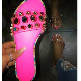 Slippers Women Summer Sandals 2021 Fashion Bling Female Candy Color Flip Flops Beach Diamond Flat Shoes Outdoor