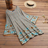 Bohemian Printed Mini Dress Women Casual Summer Long Sleeve Dresses 2022 Loose Kaftan Robe Floral Sundress