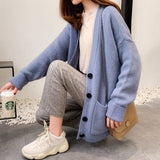 Women Spring Autumn Fashion New Knitted Loose Korean Style Fairy Sweater All-match Warm Single Breasted Casual Hot