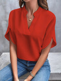 Summer New V-Neck Shirt Women Solid Color Casual Buffet