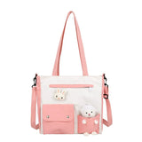 Women's Double Pocket Canvas Bag Fashion Trend Single Shoulder Bag with Lid Zipper Messenger Bag Tote Bag Student Tuition