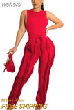 Two Piece Set Womens Outfits Sexy O Neck Tank Top + Drawstring Pants Skinny Tracksuit Women Casual Streetwear Club Suits-Outfit