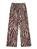 Women Chic Fashion Side Pockets Loose Wide Leg Pants Vintage High Elastic Waist Drawstring Female Trousers Mujer-Outfit