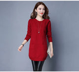 Woherb Korean Version Of The Long Round Collar Long Sleeve Slim Sleeve Knit Bottom Shirt Autumn And Winter New Pure Color Sweater Female Tide-Outfit