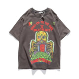 West Kids See Ghosts Oversize Men T Shirt Tour Commemorative Printed Retro Loose Harajuku Crew Neck Short Sleeve