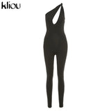 Kliou One Shoulder Sexy Cut Out Rompers Womens Jumpsuit 2021 Streetwear Solid Backless Active Wear Skinny Slim Jumpsuits