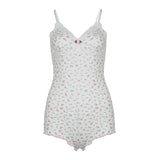 Woherb Lace Splicing Small Flower V Collar Floral Knit Halter Skirt Female Slim Bottom Package Hip Dress-Outfit
