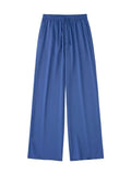 Women Chic Fashion Side Pockets Loose Wide Leg Pants Vintage High Elastic Waist Drawstring Female Trousers Mujer-Outfit
