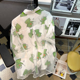Korean Top Harajuku Summer Top Chiffon Blouse Woman Novelty 2023 Kawaii Cool Tops for Woman Cartoon Frog Print Shirt-Outfit