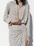 2023 Women Summer 2 pieces sets Fashion Print Blouses Shirts Tops and Skirts Female Casual Elegant Suits Clothing-Outfit