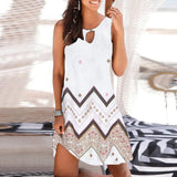 Dress Summer 2022 Floral Printed Sleeveless Women's Dress Boho Casual Beach Party Vestidos Robe White Dress