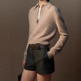 And Winter Gray Bottom V-Neck Small Collar Wool Sweater Women Loose High-End Knitted Shirt With Long Sleeve