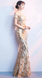 Formal Sequin Off Shoulder Long Evening