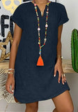 Plus Size Casual Short Sleeve Plain Midi