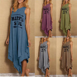 Soul Sleeveless Dress Summer Casual Letter Printed Plus Size Woman Tank Top Dress Fashion Loose O-Neck Female Beach