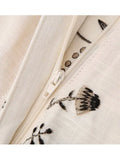2023 Women Summer Linen Loose Skirts Vintage Sweet Floral Embroidery Zipper Female Elegant Street Long Skirt Clothing-Outfit