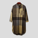 Plaid Sleep Robes INCERUN Mens Long Sleeve O Neck Nightwear Cotton Pockets Nightgown Cozy Buttons Sleepwear Plus Size