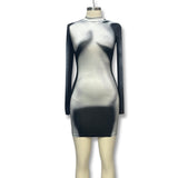 Women's Clothing 2025 Autumn New Fashion Long-Sleeved Short Dress Body Print Long Sleeves Straight Collar Dress