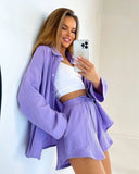 New Long-Sleeved Commuter Shirt Shorts Suit For