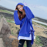 Autumn Winter Thick Hoodies Women Sweatshirt Casual Fake Two Pieces Female