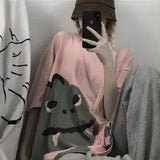 Gray T Shirt Loose Summer Oversize T Shirt Women Harajuku Punk Short Sleeves T-shirts Tops Tee Hip Hop T-Shirt for