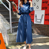 Long-Sleeved Denim Dress Loose With Denim Shirt