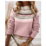 Hot New Sweater Women's Round Collar Color Loose Fashion Knitted Shirt Long