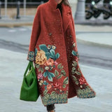 New 2025 Autumn Women's Long-Sleeved Collar Coat Prints The Long